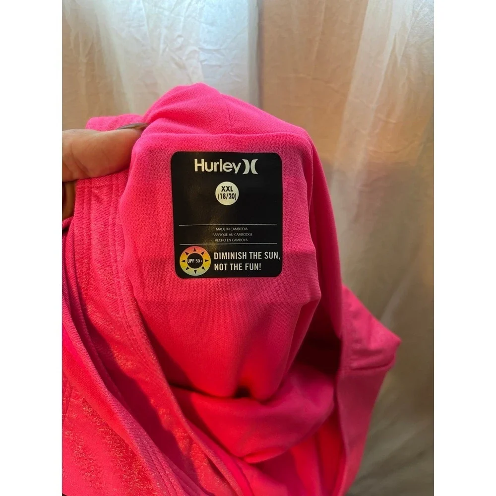 Hurley Girls One Piece Swimsuit Hyper Pink UPF 50+ Size XXL 18/20